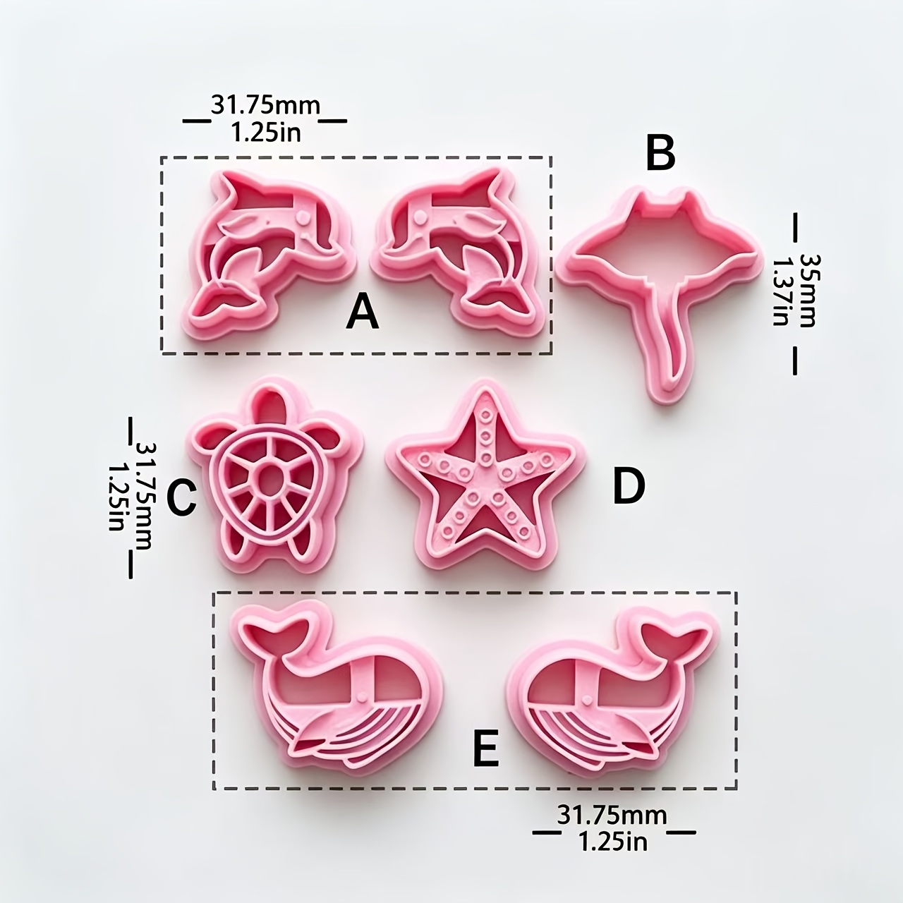 TEMU Set de 7 emporte-pièces mignons en pâte polymère d'animaux , , -moufette, tortue de mer, , étoile de mer, outils de fabrication de bijoux DIY