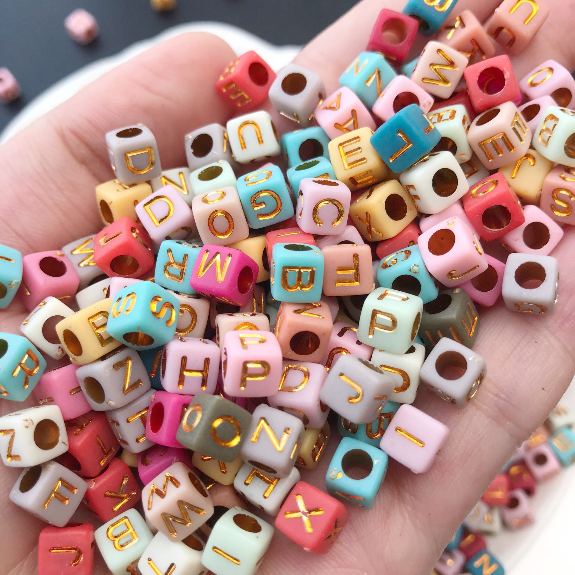 100pcs acrylic alphabet letter beads mixed colorful cube Temu