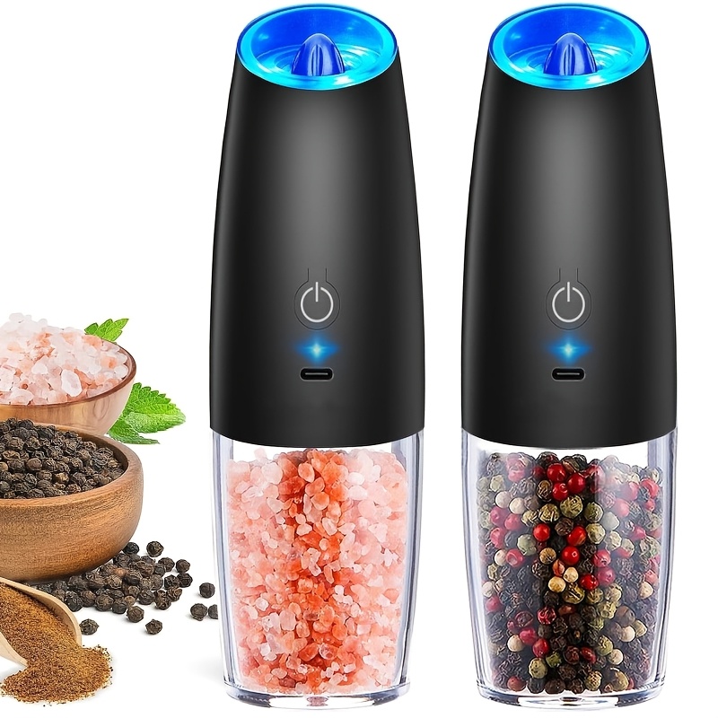 Image of 2-pack Electric Spice Grinder, Automatic Grinding Machine - Suitable For Pepper, Sea Salt, Rosemary Salt - Large Capacity, Essential Seasoning Tool For Steak