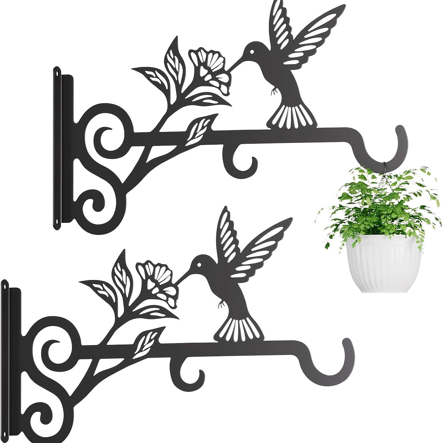 TEMU 2pcs Aesthetic Plant Hangers, Outdoor Metal Hanging Plant Brackets, Suitable For Hanging Plants, Bird Feeders, Wind Chimes, And Lanterns