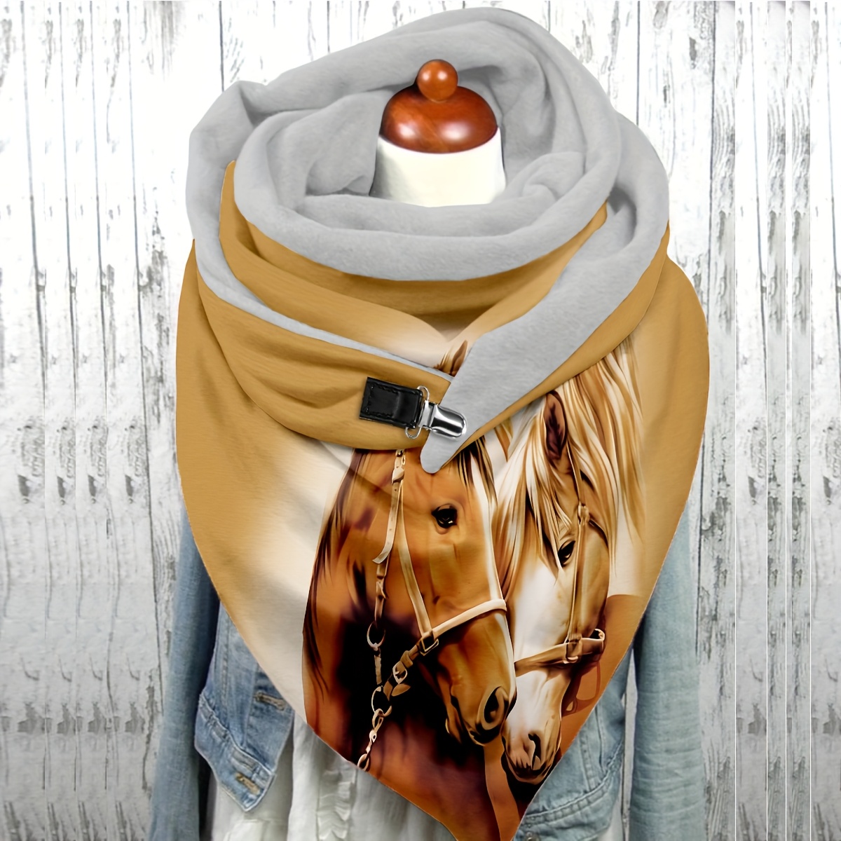 

Cozy Horse Print Scarf - Soft Plush, Warm & Stylish For Fall/winter, Yellow