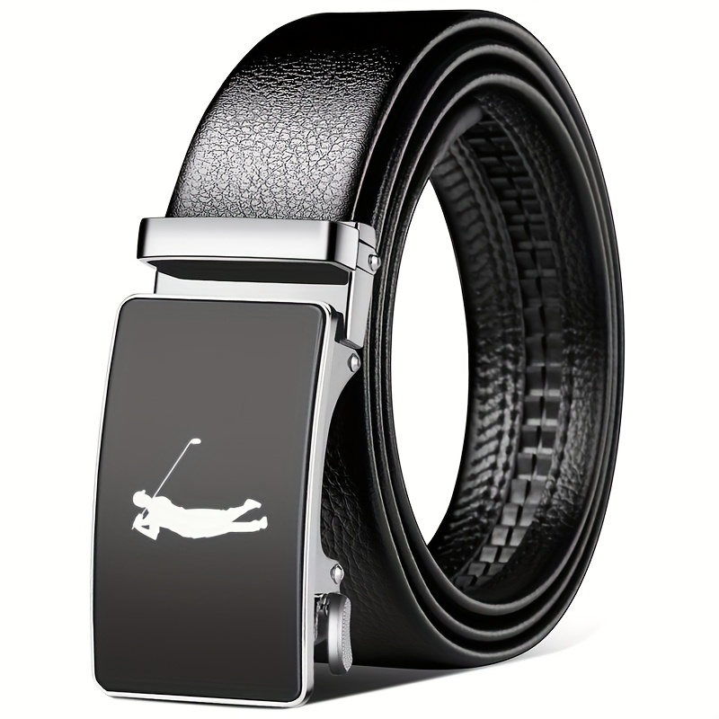 TEMU Correa para hombre con diseño de golf, hebilla sin agujeros y ajuste fácil por botón, se a los tamaños de cintura, accesorio para
