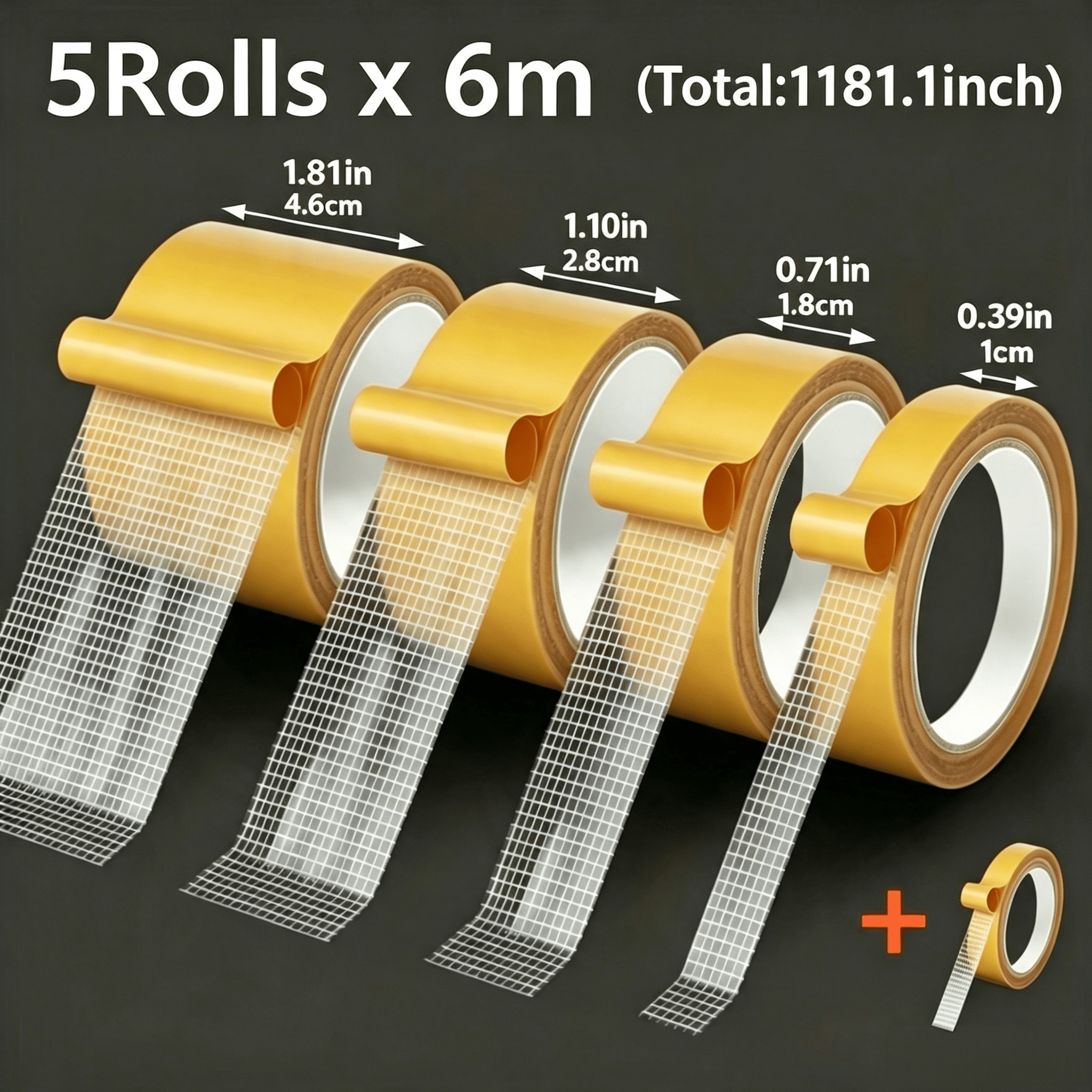 TEMU 5 Rolls Of Double-sided Tape - Total Length 30 Meters, Strong Adhesive, Suitable For Home Decor, Crafting, Office Fixing, Balloons, And