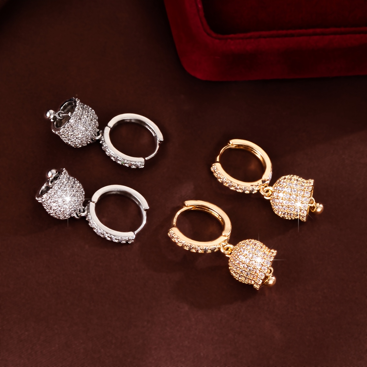 Women's Cute Bell-Shaped Zirconia Earrings