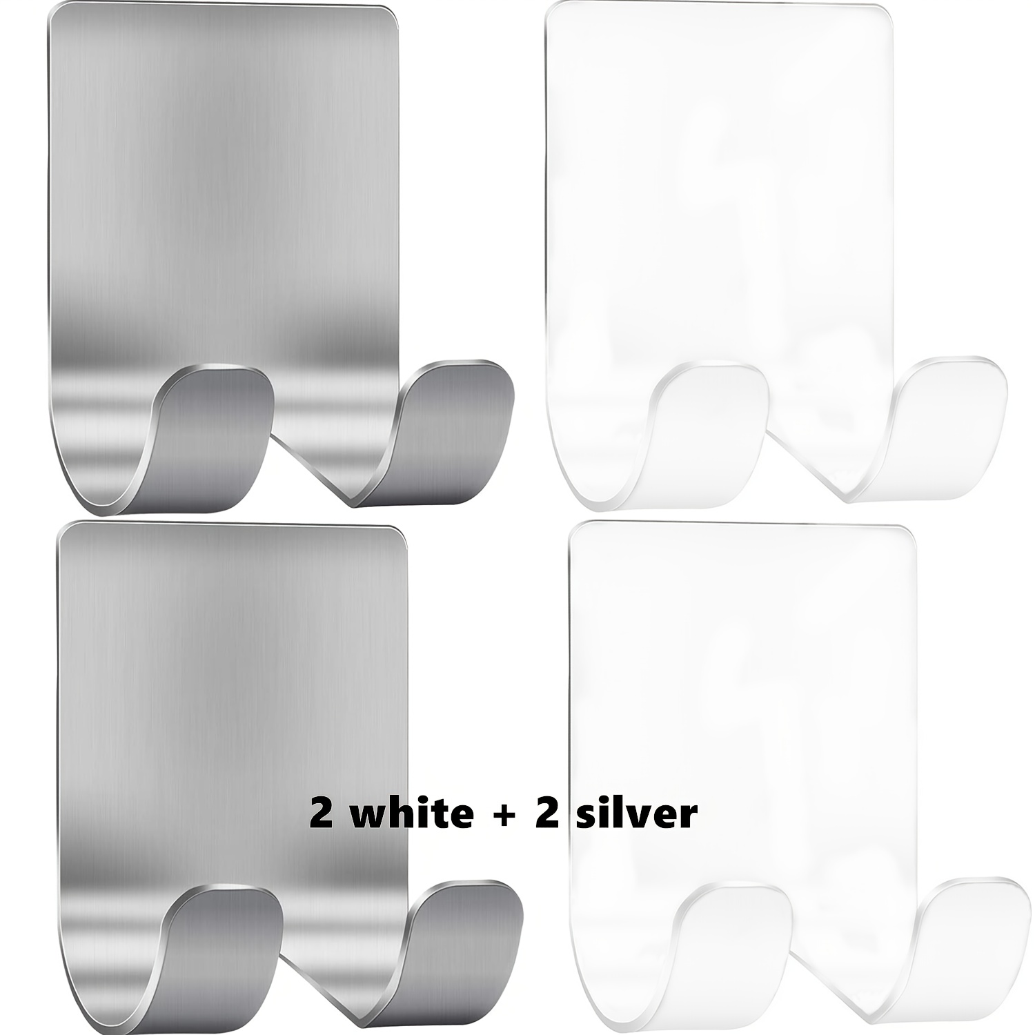 TEMU Shaving Kit Holder - Shaving Kit Hook - Clothes Hanger (4pcs Set) - Self-adhesive Stainless Steel Heavy-duty Practical Storage Hook, Shaving Kit