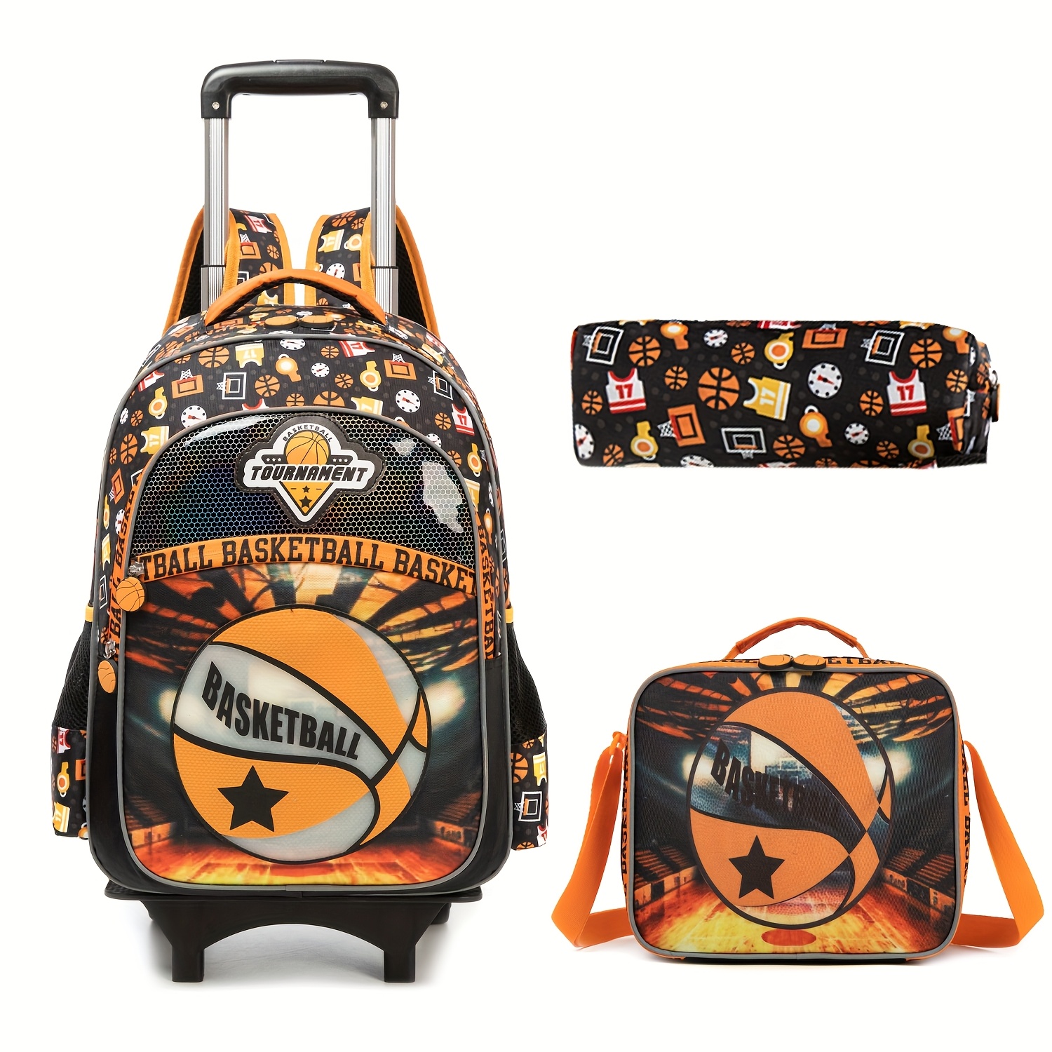 kids rolling backpack set boy's wheeled backpack carry Temu Bahrain