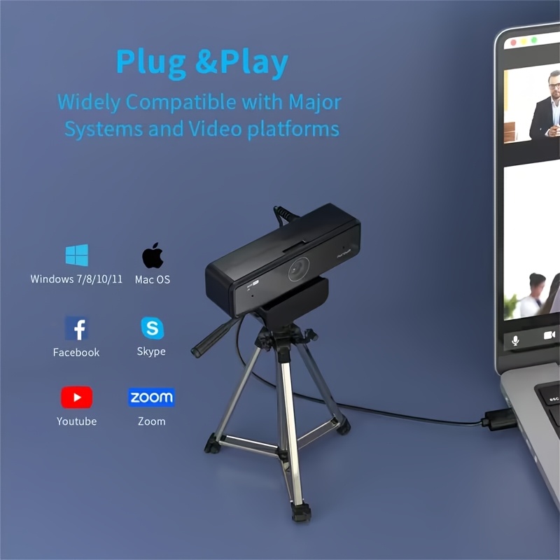 v11 2k webcam compatible for zoom     1440p hd   rotatable conference camera with dual mic usb powered   nearsync software for pc laptop low Product details 4