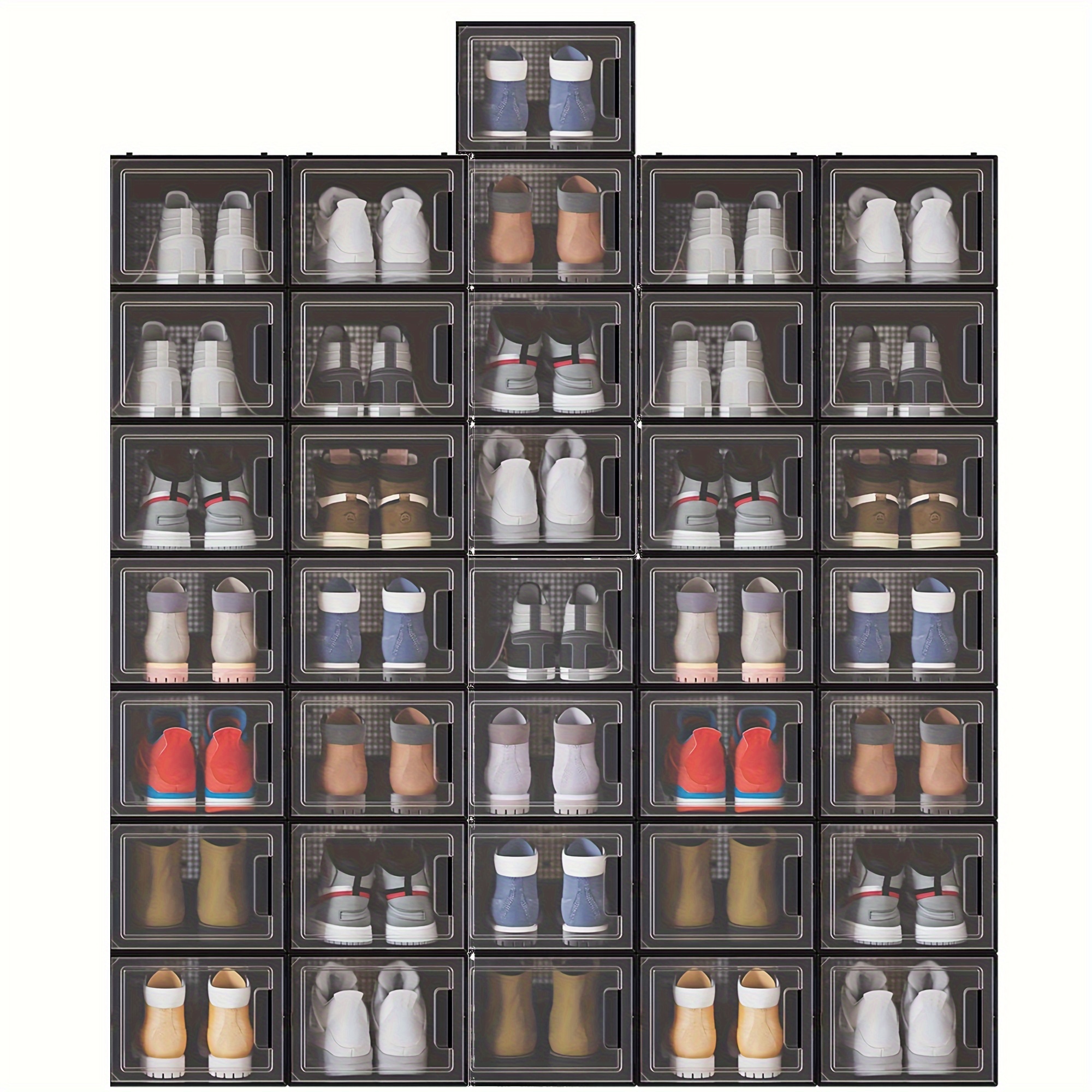 

36 Pcs Xl Shoe Storage Box Large Shoe Organizer Storage Stackable Shoe Box Rack Containers Shoe Storage Containers For Closet Clothes Kids Toy Under Bed Black