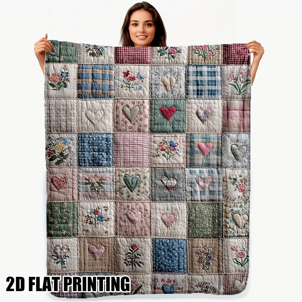 TEMU [2d Flat] 1pc Lightweight & Quilt Flannel Throw - Cozy And Easy To Carry For Travel Or Office
