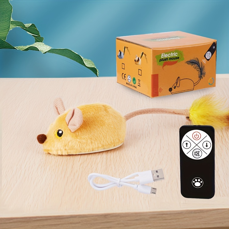 Interactive Cat Toys Indoor Rechargeable Remote And Mouse Toys Feather Tail Electric Automatic Movement Remote Control Mou