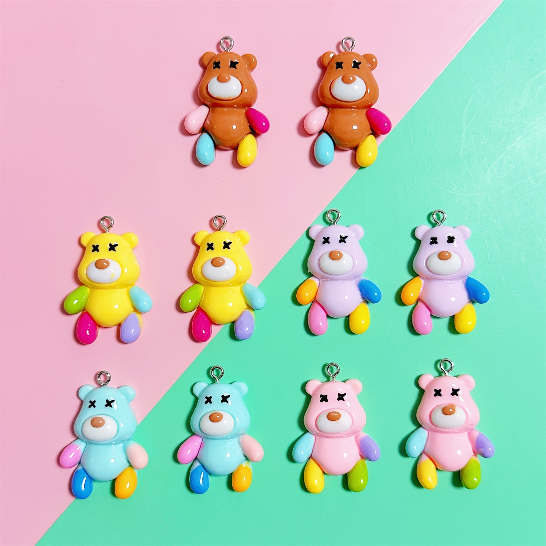 

10pcs Mixed Bear Charms, Handmade Resin Jewelry Pendants For Earrings, Necklaces, Bracelets, Keychains, And Bag Accessories