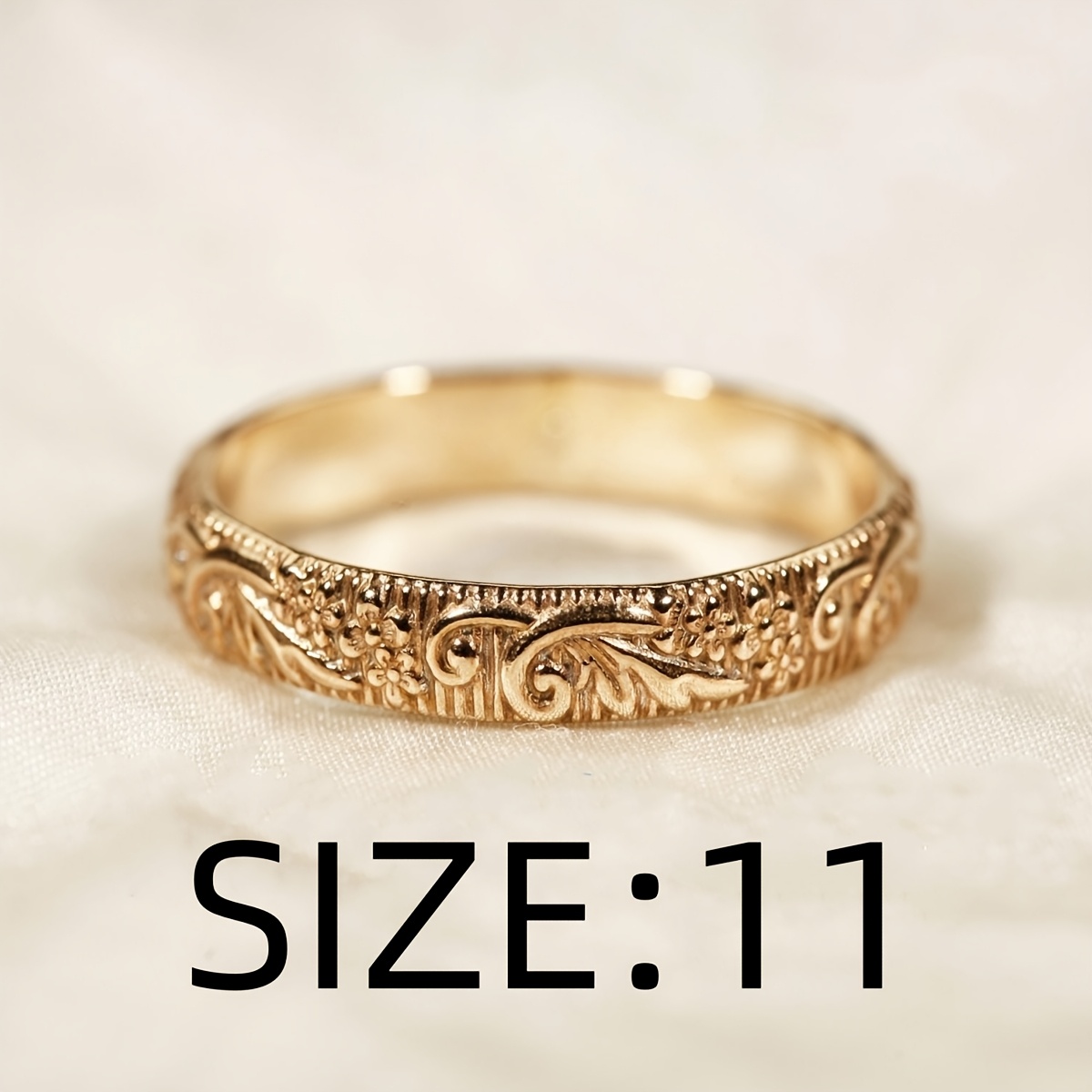 Unisex Exquisitely Carved Copper Ring, Elegant Gift