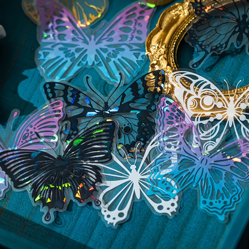 20 Pcs/Pack PET Butterfly Laser Gold Sticker Bag Cute DIY Handbook Decal Butterf