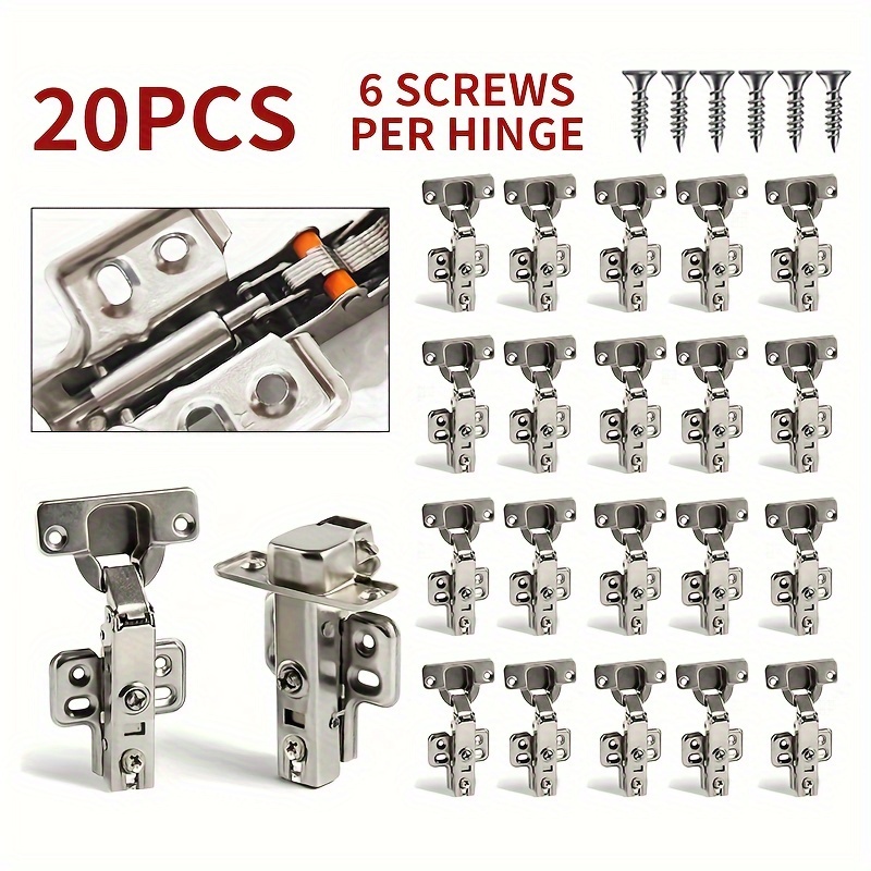 

20pcs Silent Hinges, Hinges, 90 Degree -110 Degree Hinges, Door Cabinet Door Hinges, With Installation Screws