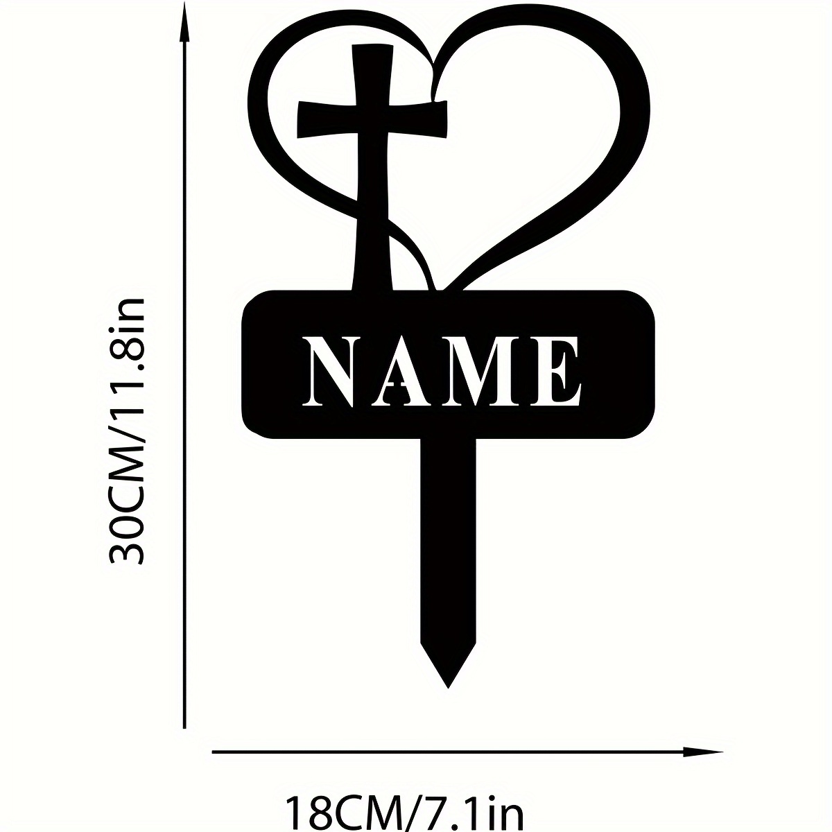 1pc Custom Metal Heart With Memorial Stake,grave Marker,personalized Cemetery Stake,loss Of Stake,in Memory
