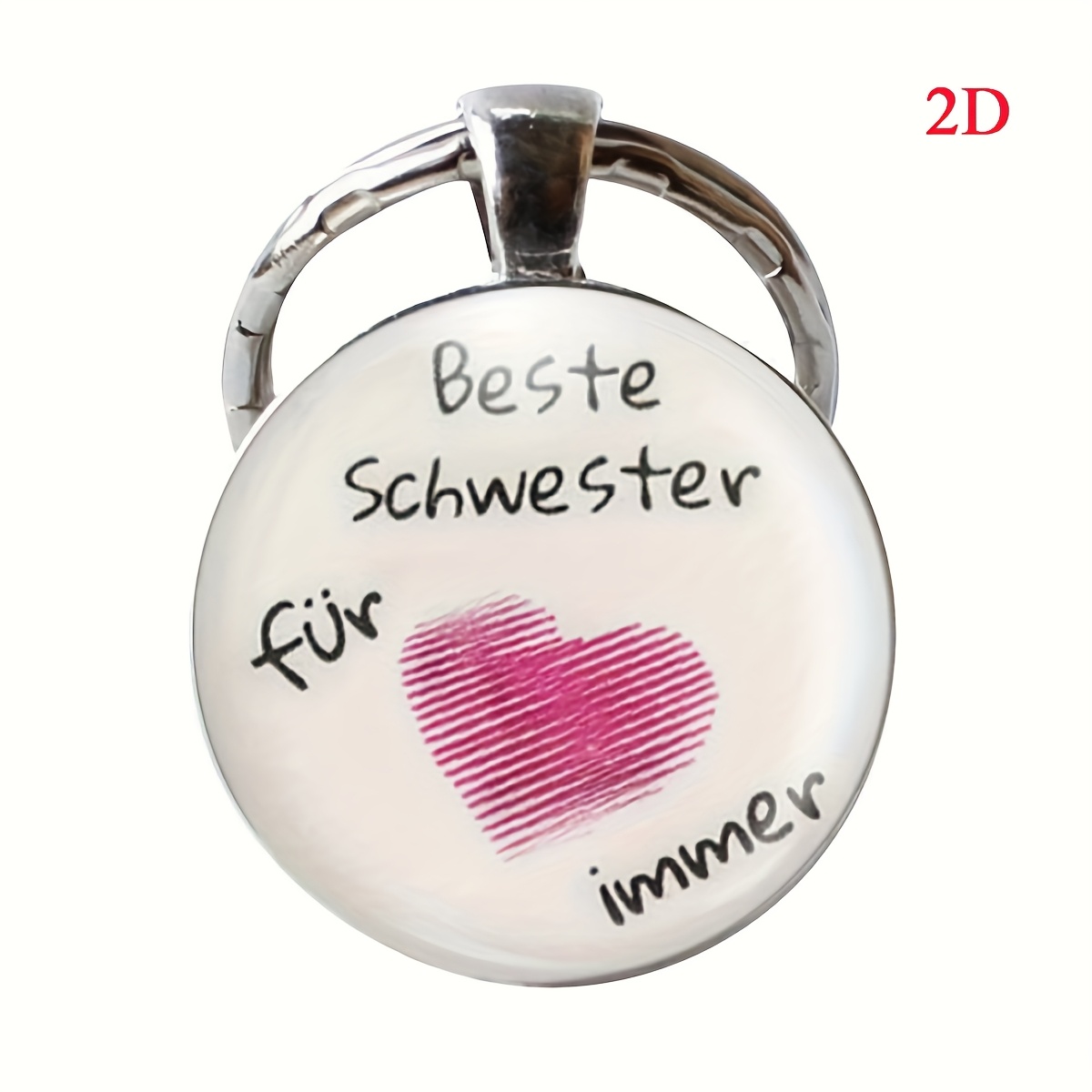 1pc's Best Sister Time Gem Keychain, With Fingerprints Combined Into A , Is Perfect For To Or Sister