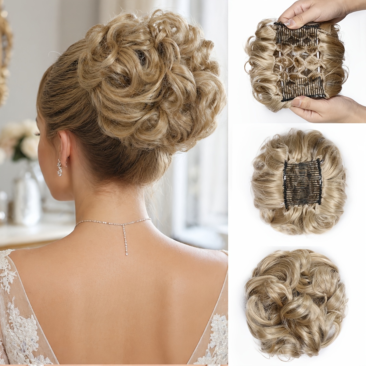 Messy , Bridal , Synthetic Curly (8 Inches), Hair Ends High Bun Covered Ponytail Extensions Fake Hair Hair Suitable For Party