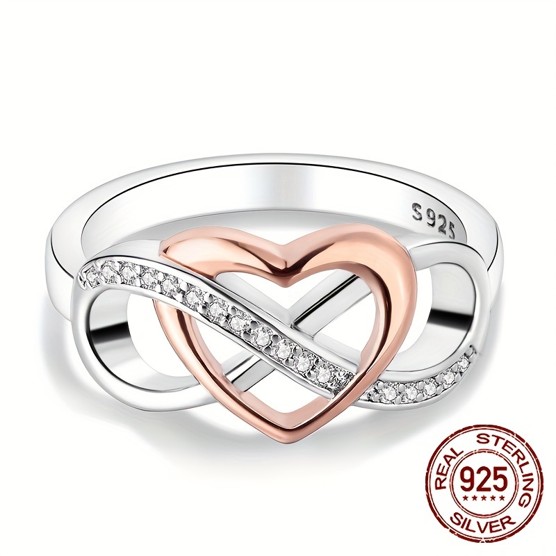 

1pc 925 Sterling Silver Infinite Love Band Ring Simple Style Wedding Party Female Jewelry Daily Wear