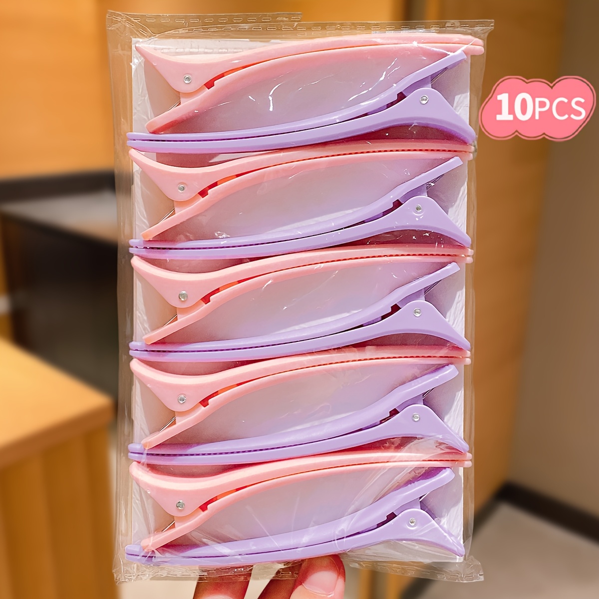 TEMU 10pcs Plastic Duckbill Clip Set, Women's Large Partition Hair Clip, Hair Salon / Daily Styling Hair Additions, Styling Side Clip, Used With