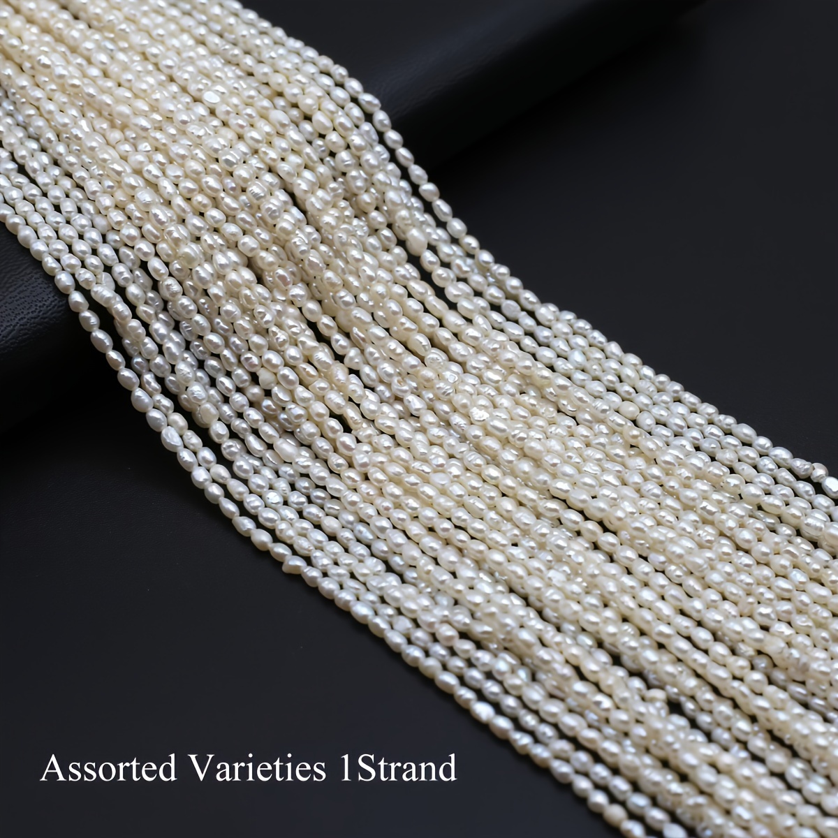 Natural Freshwater Pearls Beads, 0.08-0.1 Inch Rice Bead Shape, Making Kit, Suitable For Necklaces, Bracelets, Earrings - Craft Supplies, Includes 14.17 Inch Strand Of Glass Beads For Jewelry Making