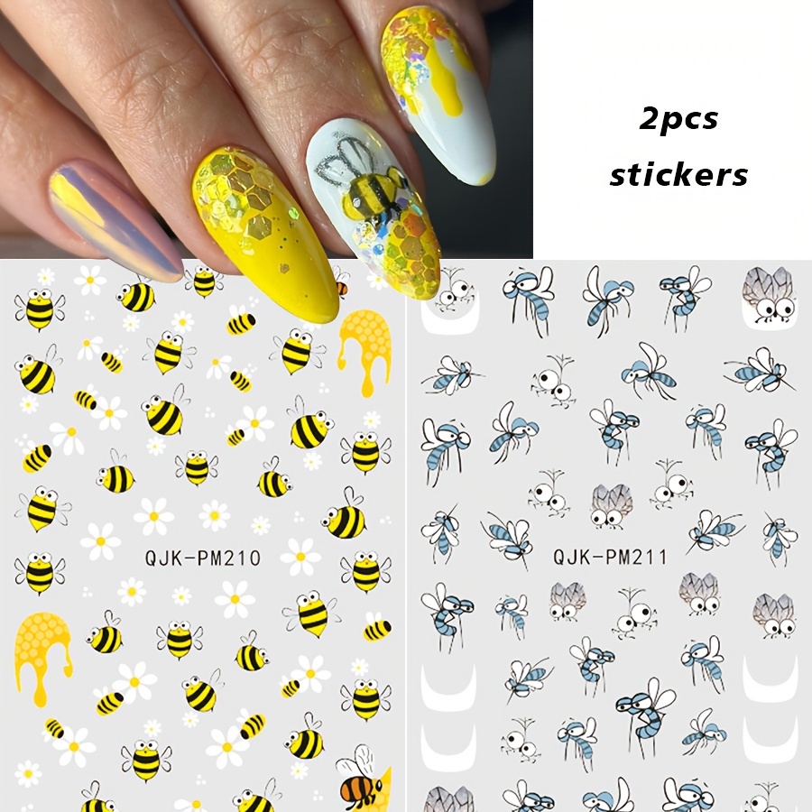 Image of 2 Sheets Of Quirky Cartoon Bee And Nail Qjk-pm210+211