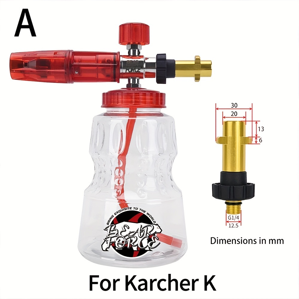 E-shop BEAR FORCE Druckreiniger Schaumkanone Schaumgenerator Schaumwaffel, Verstellbare Schaumlanze mit Aluminiumgehäuse, Verbinder und Griff, Auto