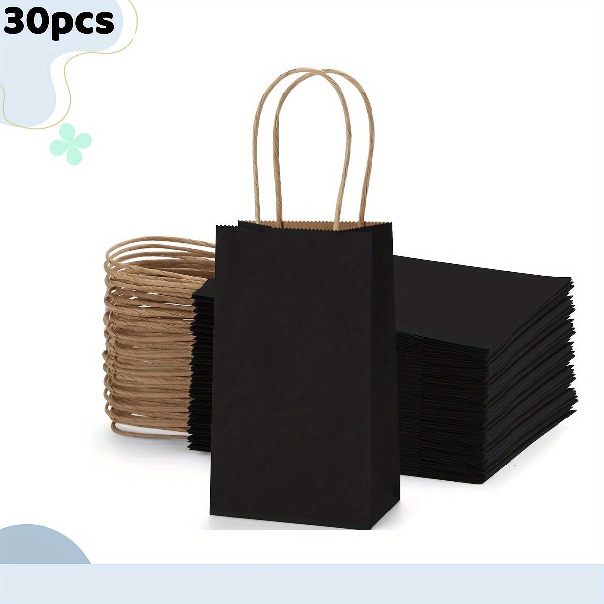 

30pcs, Black Mini Gift Bags Bulk,6x3.5x2.4 Inches Mini Kraft Gift Bags With Handles Bulk, Party Favor Bags Candy Bags, Small Mini Bags For Business, Shopping, Retail, Small Gifts, Party Stuff