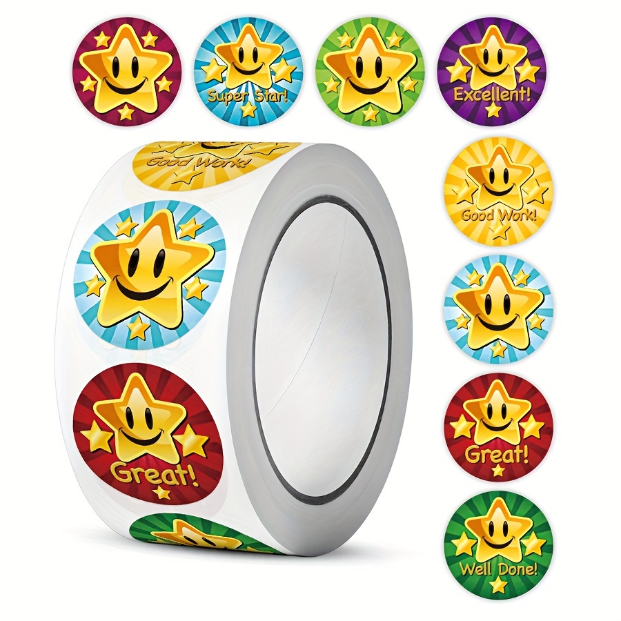 

500pcs -shaped Self-adhesive Stickers, 1-inch Diameter - Teachers & , Easy To Apply On Grades, Water Bottles, Laptops & More