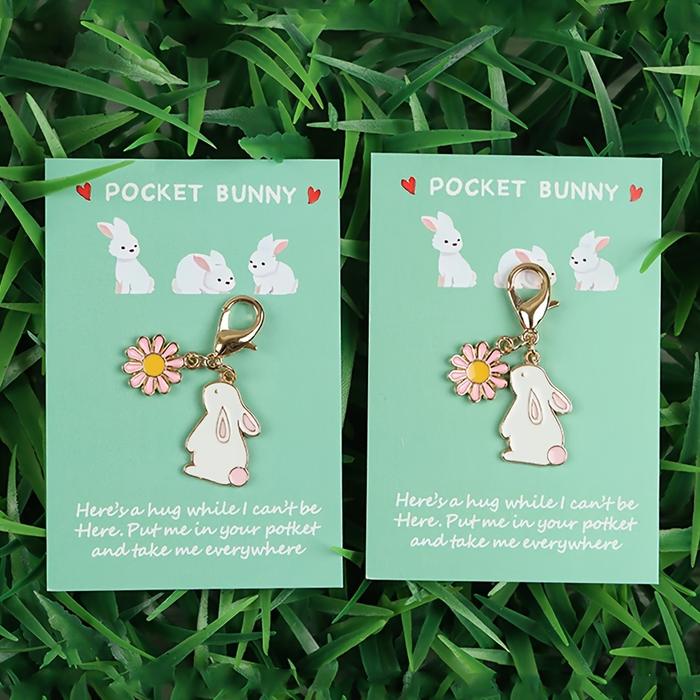 1pc/2pcs, Rabbit Keychain, Pocket Bunny, Easter Keychain Gift, Perfect Bunny Gift For Rabbit Lovers, Cute Bunny Gift, Fashion Bunny Keychain Gift