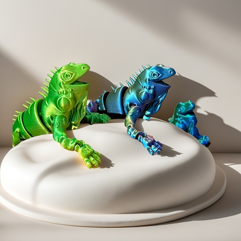 

1pc Art Deco Flexible 3d Printed Lizard Statue, Dinosaur Themed Plastic , No Electricity Needed, Creative Gift.