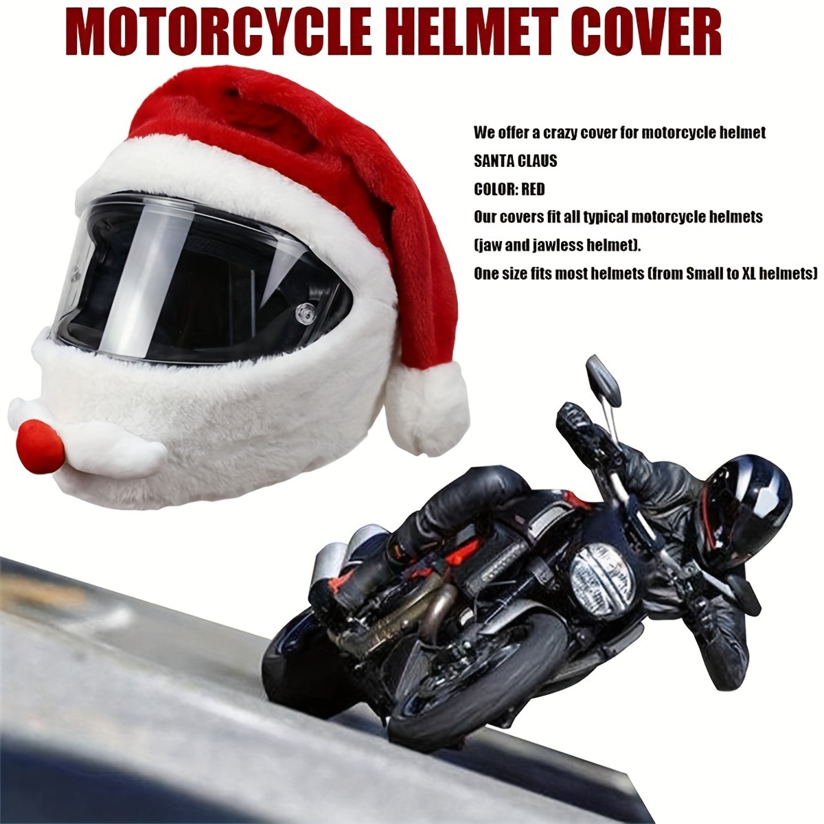 

Santa Motorcycle Helmet - Fashionable & Christmas Hat Accessory, Washable