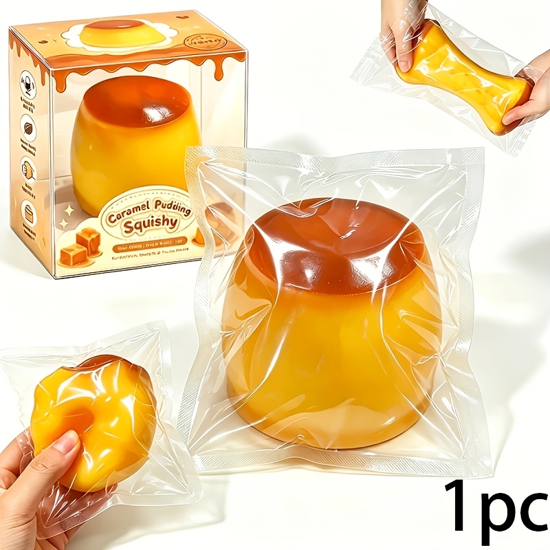 1 db   fidget   puding stresszlabda, aranyos élethű étel nyomkodható játék, valósághű desszert alakú nyomkodható játék, ideális születésnapi és ünnepi ajándék karácsonyra, halloweenre, húsvétra, véletlenszerű színben szállítva