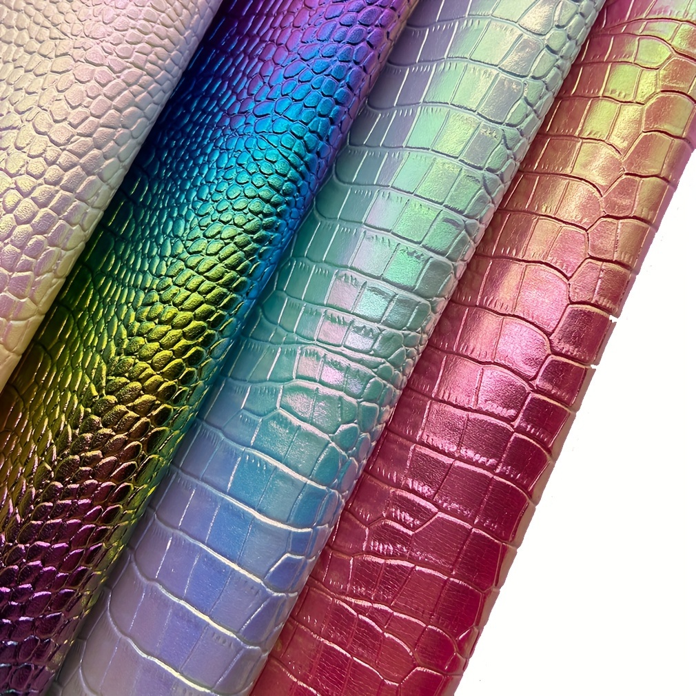 

Iridescent Crocodile-embossed Faux Leather Roll - 12"x53" Vinyl Faux Leather Fabric For Diy Crafts, Handbags & Wallets - & Washable