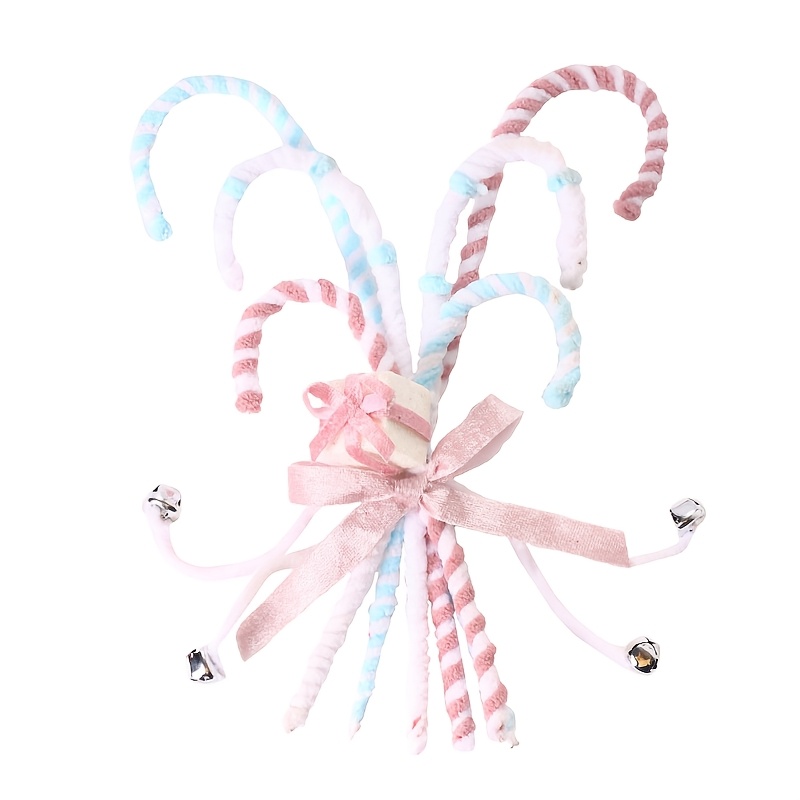 TEMU Colorful Curly Twist Christmas Tree Decoration Ornament Plush Pink Green And Red Candy Colored Branch Artificial Lollipop Christmas Gift Package