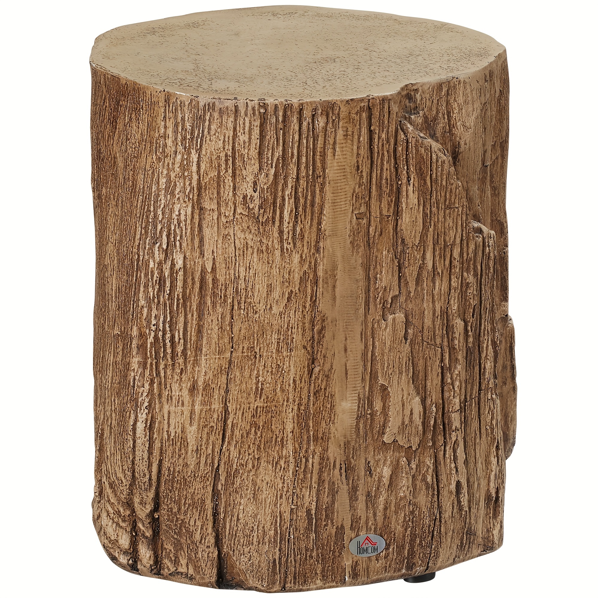 

Homcom Tree Stump Stool, Decorative Side Table With Round Tabletop, Concrete End Table With Wood Grain Finish, For Indoors And Outdoors, Natural