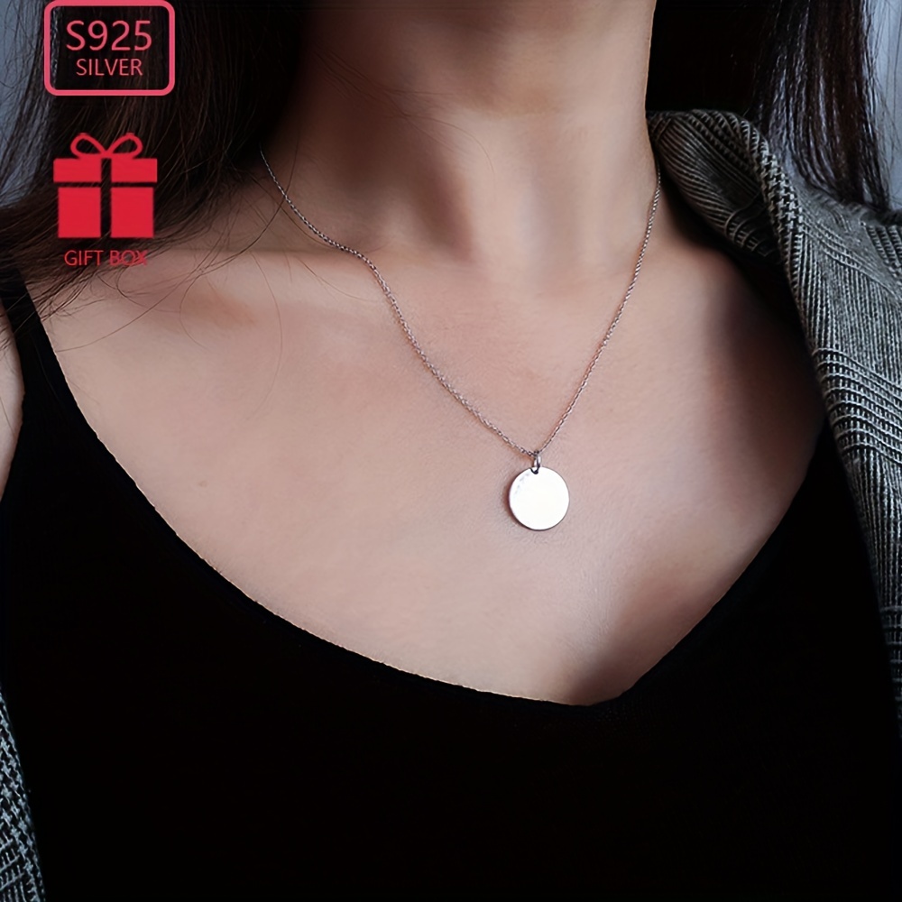 

(about 3.6g) 1pc Women's Fashion Pendant Necklace Simple S925 Silver Ball Medallion Double-layer Necklace Is Suitable For Women's Daily Travel, Small Gifts For Friends Have A Small Gift Box