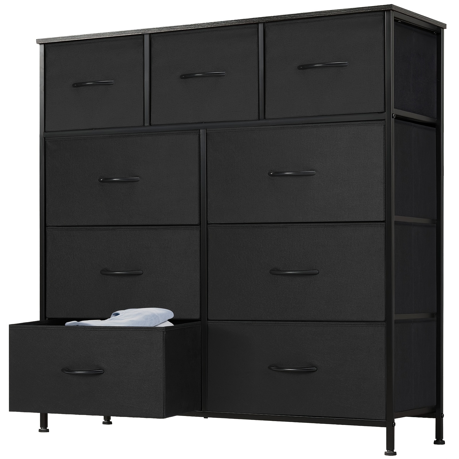 

Dumos Chest Of Drawers Fabric With 9 Drawers Sideboard Multi-purpose Cupboard Drawer Cabinet With Metal Frame Drawers Made Of Fabric, For Bedroom, Living Room (black)