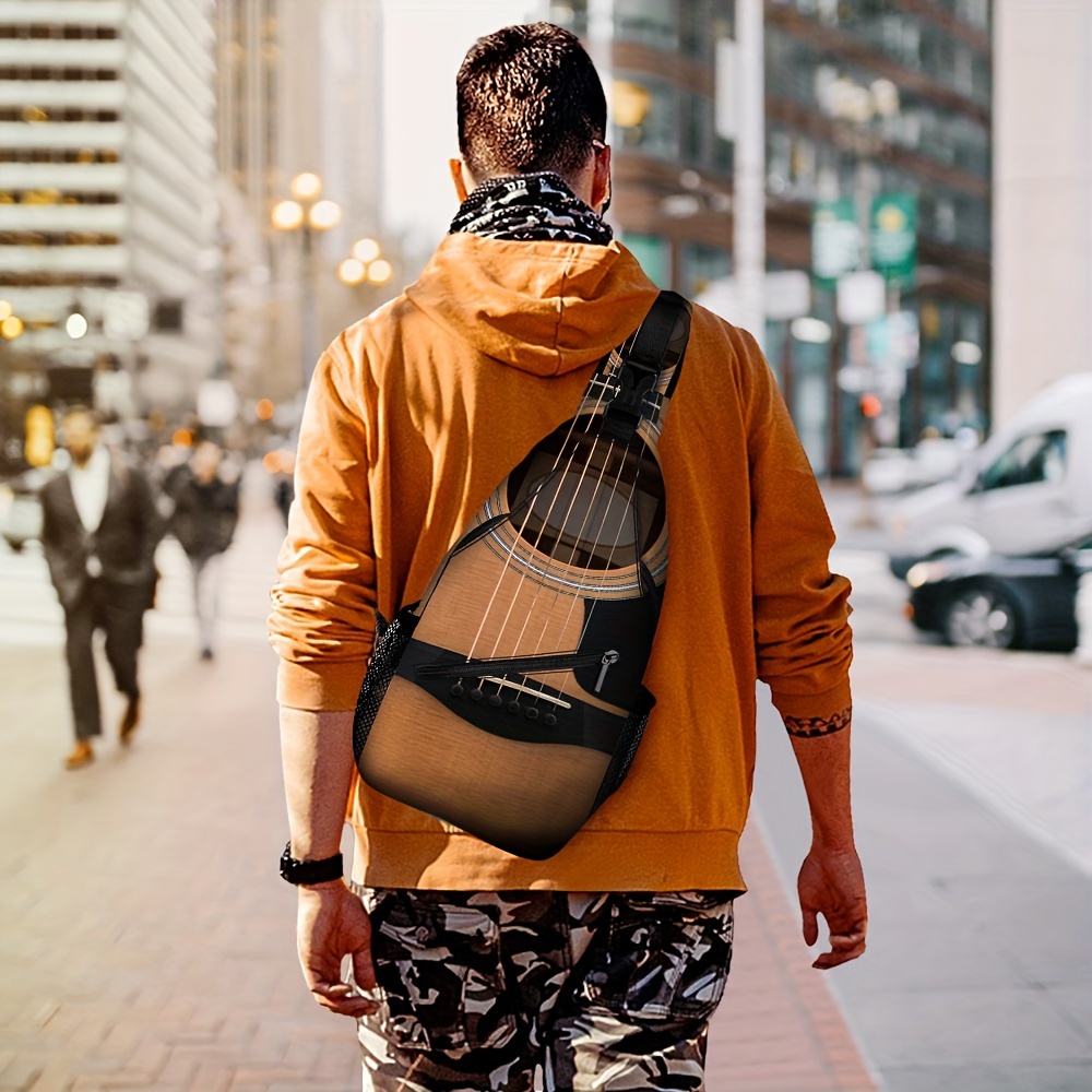

Stylish Musical Instrument Print Crossbody Bag With Adjustable Strap – Lightweight, Foldable Shoulder Bag For Use