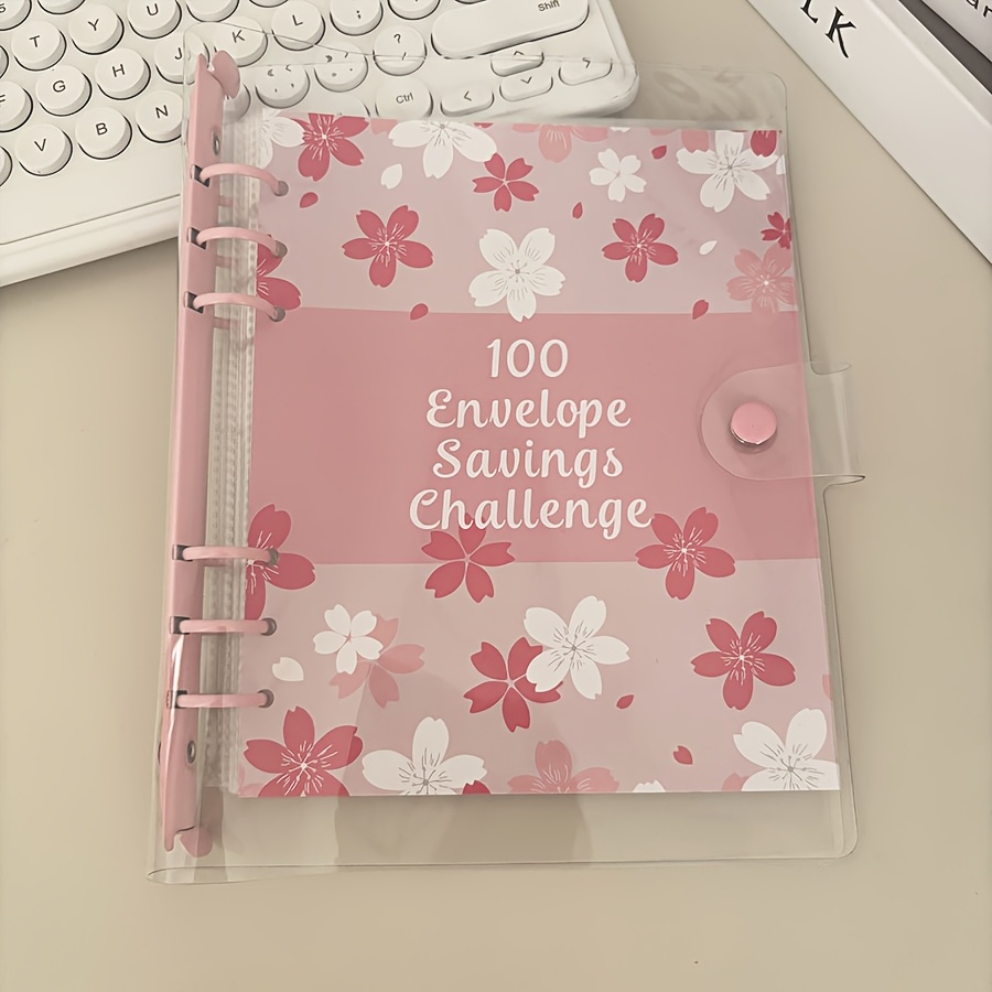 E-shop 100 Tage Sparbrief Herausforderung Buch, A5 Blumenmuster, 25 Blatt, 100 Fächer, Budget Sammelbuch Organizer