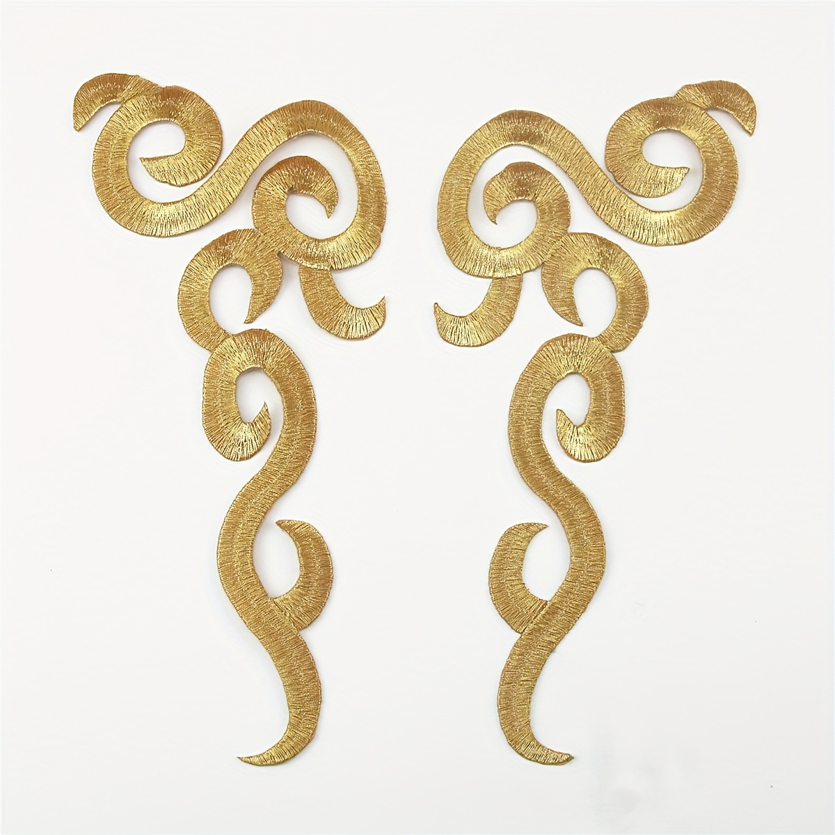TEMU 1 Pair Of Golden And Silvery Thread Openwork Embroidery Hot Melt Adhesive Fabric Patches For Clothing And Gown Decoration Accessories