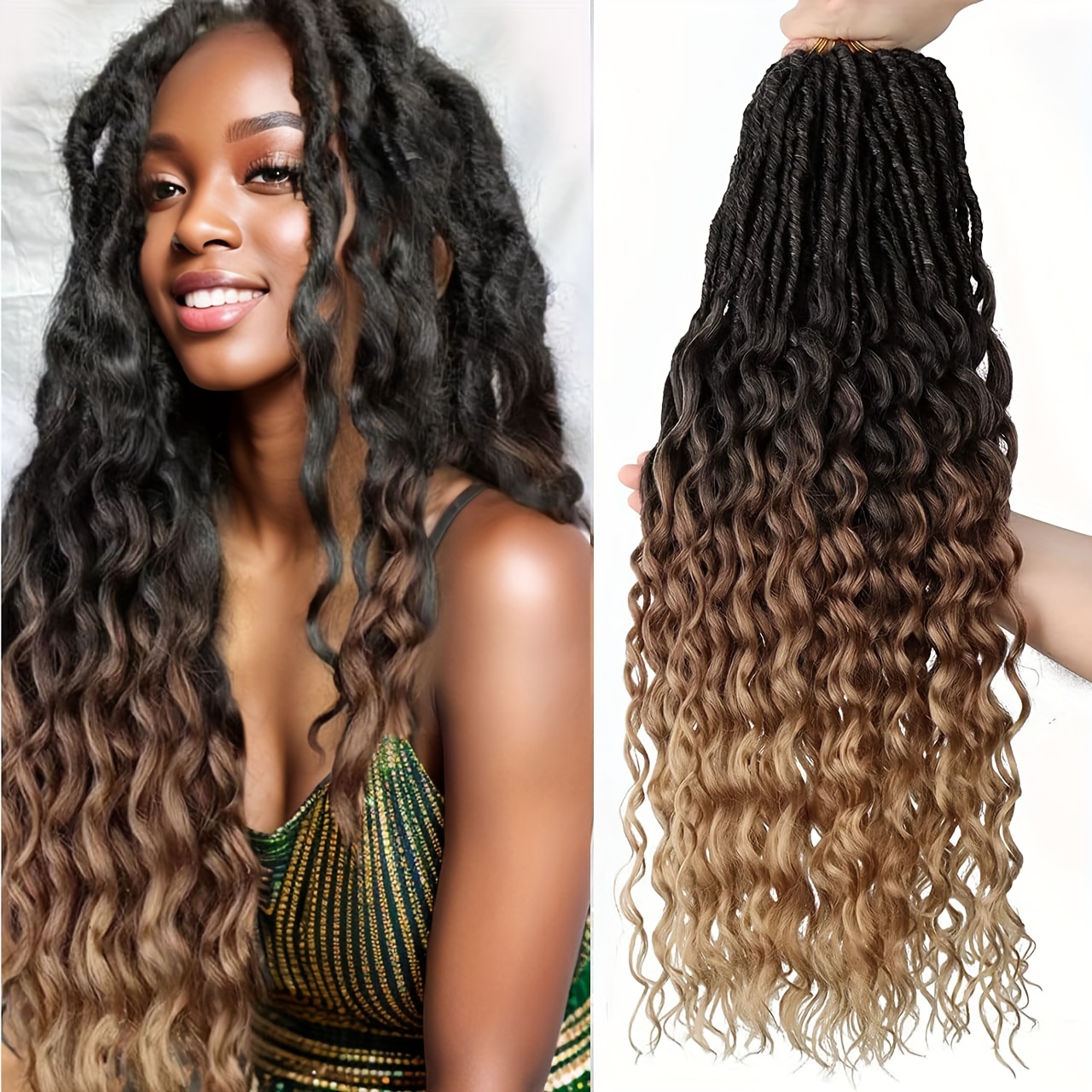 3 Packs Deep   Locs Crochet Hair Extensions - Pre-Looped Goddess Locs with Curly Ends,   Curly Waves, Natural Look Synthetic Braids for Women, Easy to Style with Heat Tools, Damage-Free Attachment for Dreadlocks, Twists, Updos -   Everyday &  , Protective Hairstyles,   Lovers, Dreadlock Hairstyles, Soft Texture,   Enthusiasts, Dreadlock Hairst