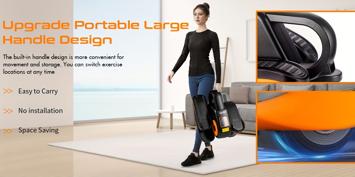 Zakle Under Desk Elliptical Machine, Elliptical Leg Exerciser W/Remote Control & 12 Adjustable Speeds, No-Installation Electric Seated Pedal Exerciser, Elliptical Training Machine 02, Without Battery