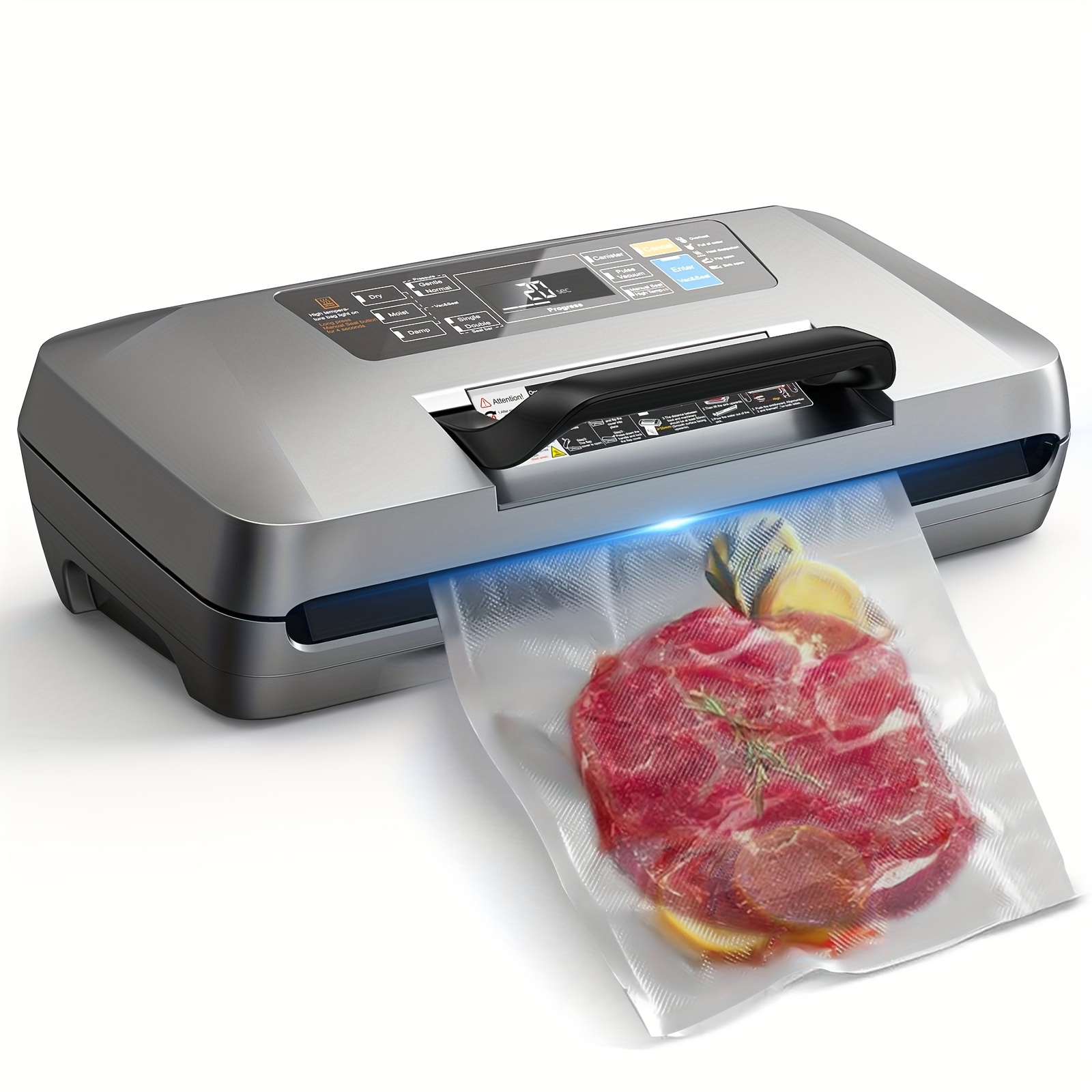 E-shop Vakuumiergerät, 95 kPa Vakuumiergerät für Lebensmittel mit doppelter Heißsiegelung, Vakuumverpackungsgerät mit integriertem Cutter