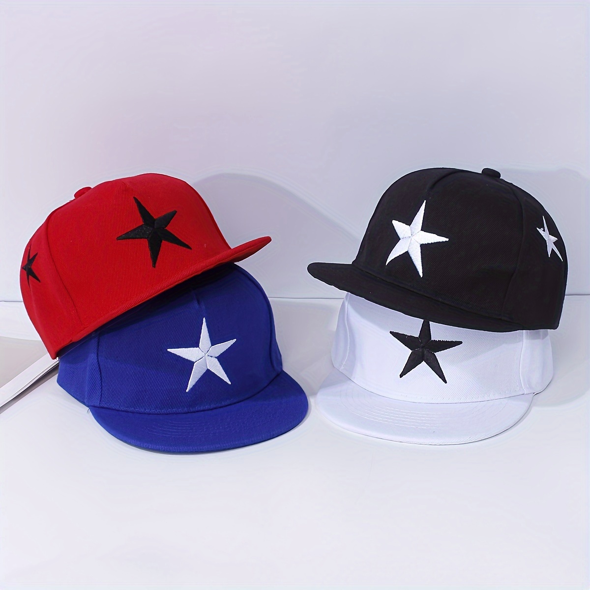 

1pc Kids Summer Uv Protection Adjustable Baseball Cap With Star Design, Flat Brim Hip-hop Style Lightweight Snapback Hat, For Daily Wear, Fits 5-8 Years