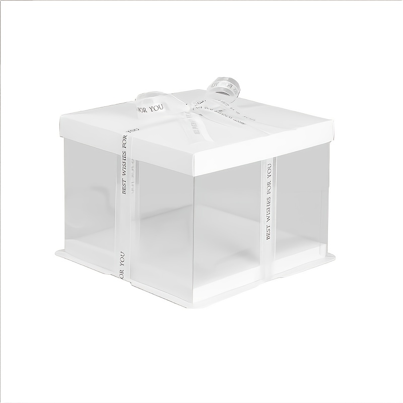 TEMU 1pc Pack, Pet Material, 22cm, White Transparent Packaging Box, Party Packaging Supplies, Christmas Flower Gift Box, Birthday Gift Box, Holiday