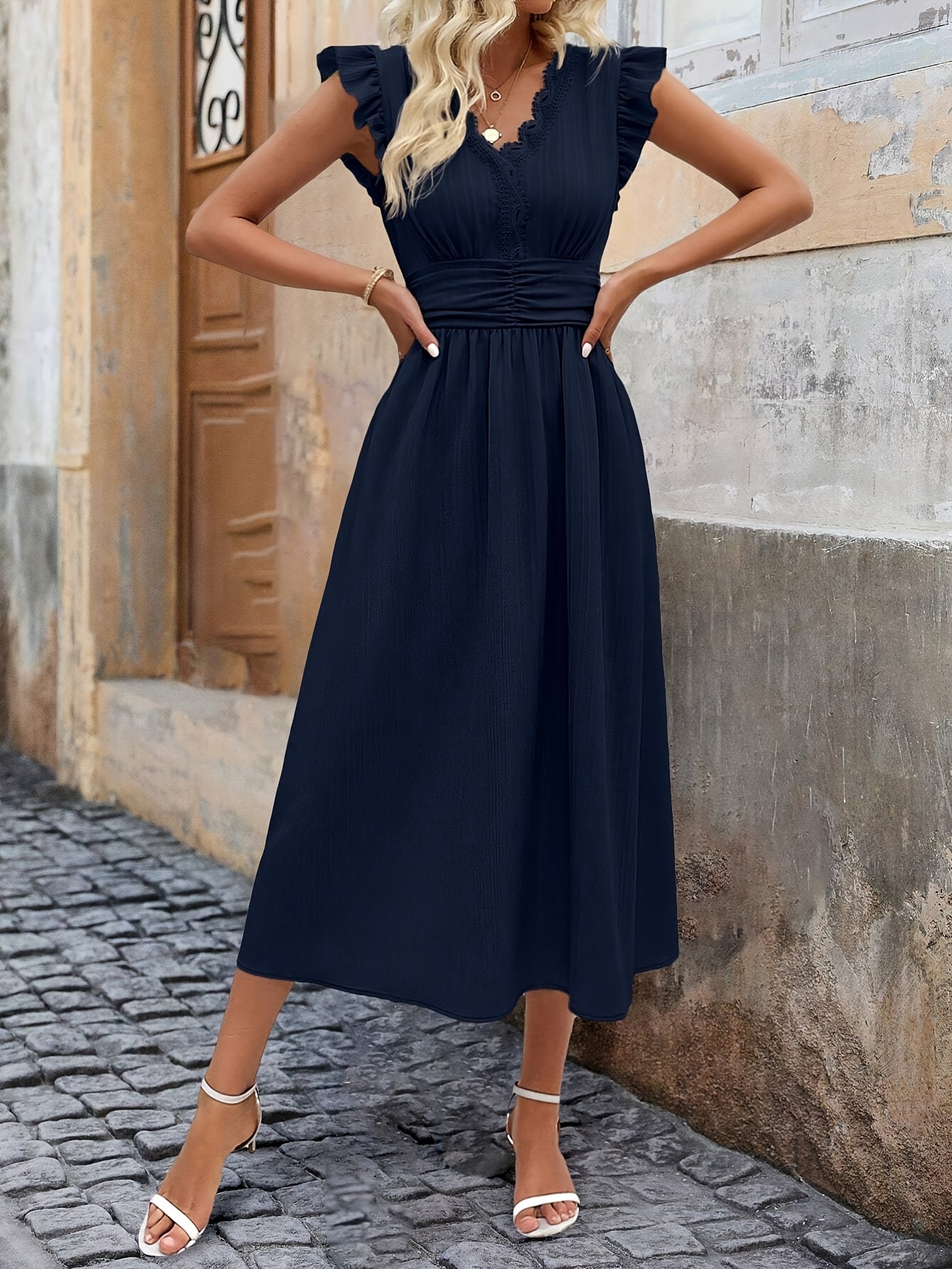 navy blue dress for baby girl Amazon.com: EFJONE Long Sleeve Dresses for Women 2023 High Waist Tie Neck  Lantern Sleeve Smock A Line Dress Mini Dress : Clothing, Shoes & Jewelry