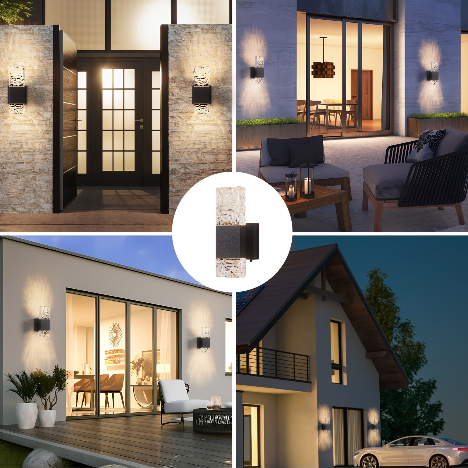 Outdoor Wall Lights With Dusk To Dawn Sensor - 13" Exterior Sconce With LED Bulbs