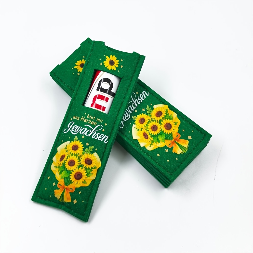 Image of Set Of 6 Reusable Felt Gift Bags With A Sunflower Design For Wrapping Chocolate Bars, Perfect For Occasions Like Valentine's Day, Weddings, Anniversaries, And Birthdays (chocolate Not Included)