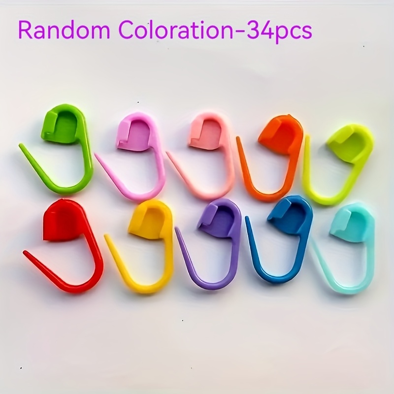 34/68pcs Random Mini Knitting Crochet Markers - Plastic Locking Markers For Crafts | Safety Clip-on Markers For Sewing & Weaving (colorful, Multi-pack)