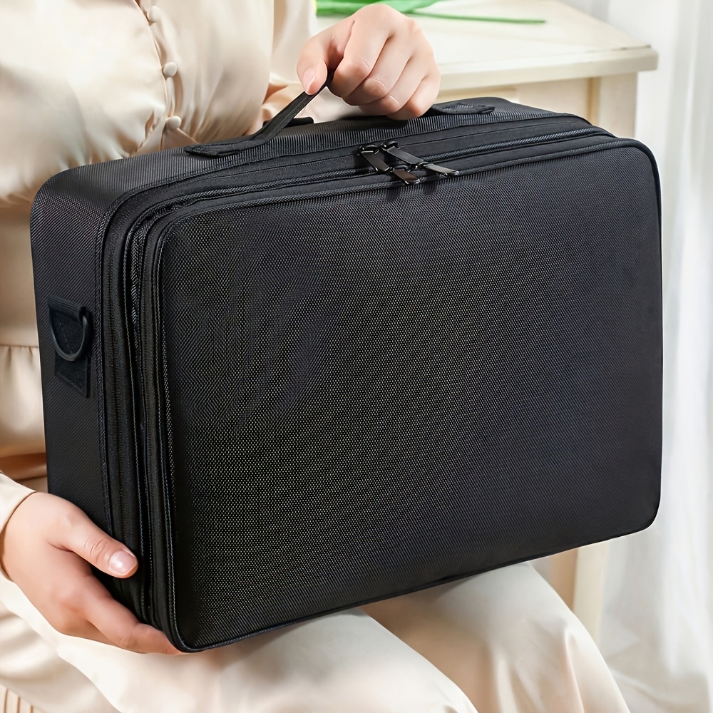 travel professional makeup case large capacity multi   storage bag portable makeup tool bag for business trips multi functional cosmetics and skincare organizer box with brush holder design Product details 1